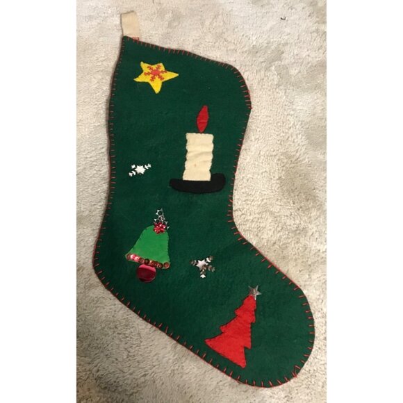 Set Of 4 Handmade Felt & Fabric Christmas Stockings With Decorative Appliqués - Picture 4 of 9